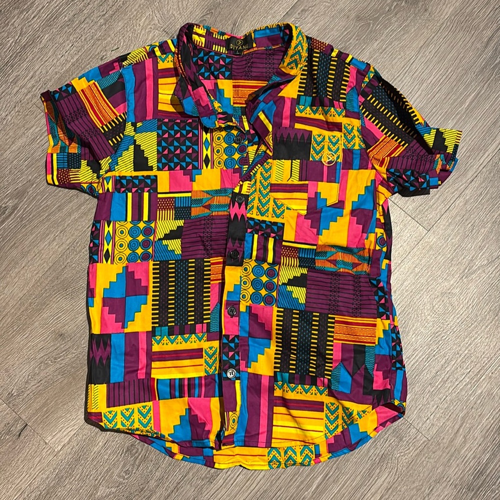 D’iyanu children’s large African print button up shirt